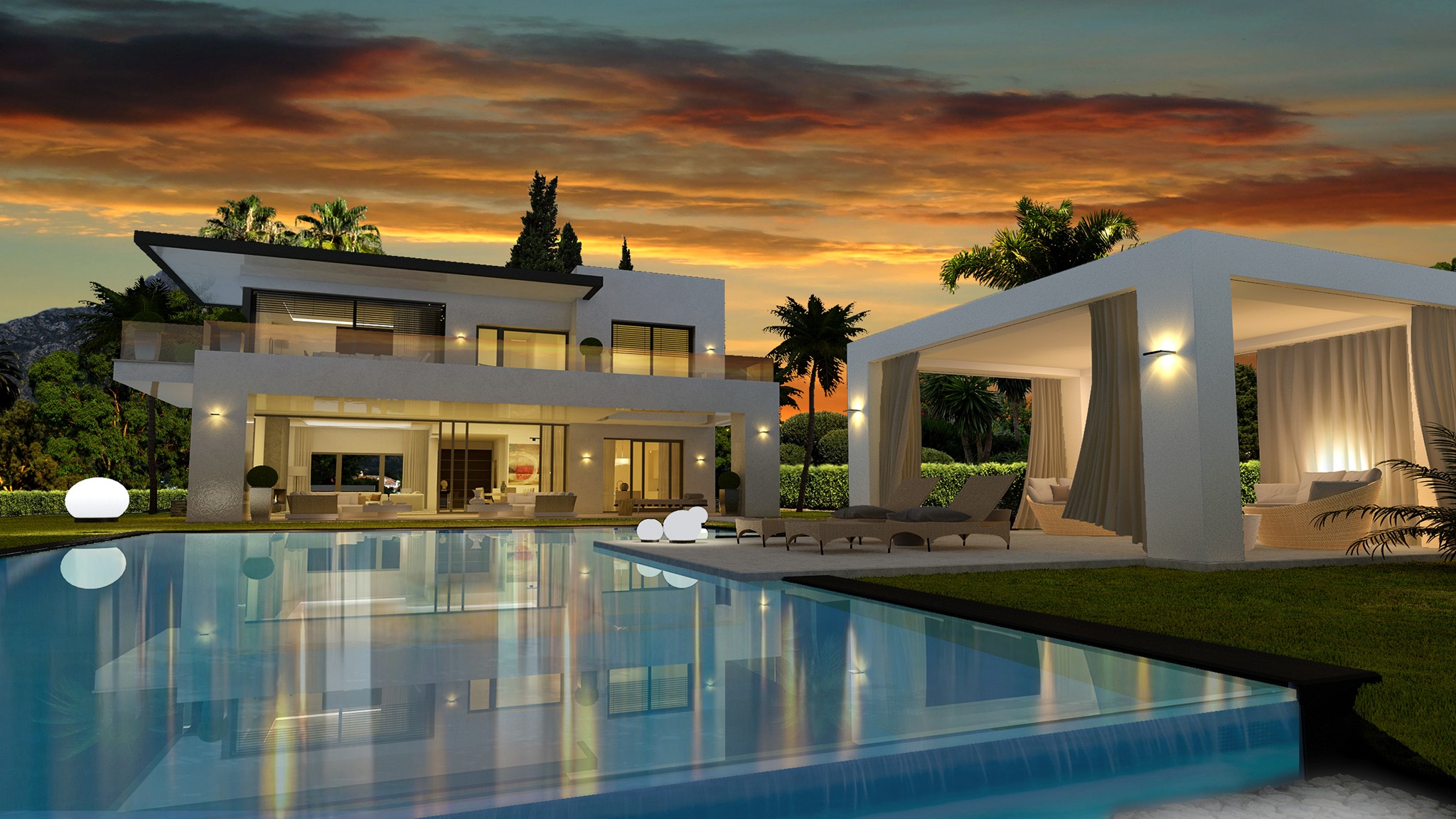 Marbella Goldene Meile moderne Villen nur 1 Km vom Strand