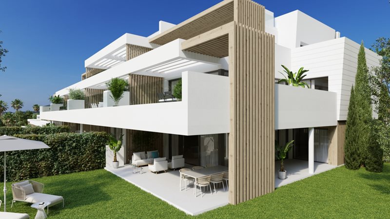 Moderne Gartenwohnungen mit großen Terrassen in Strand- und Citynähe