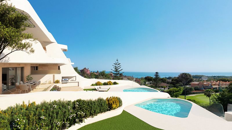 Privilegiertes Wohnen mit Privatpool und Meerblick in Golf- und Strandnähe