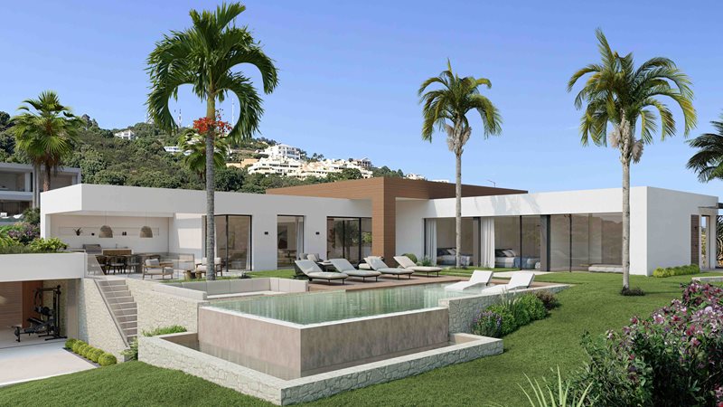Zeitgenössische Designervilla mit atemberaubendem Panorama Meerblick